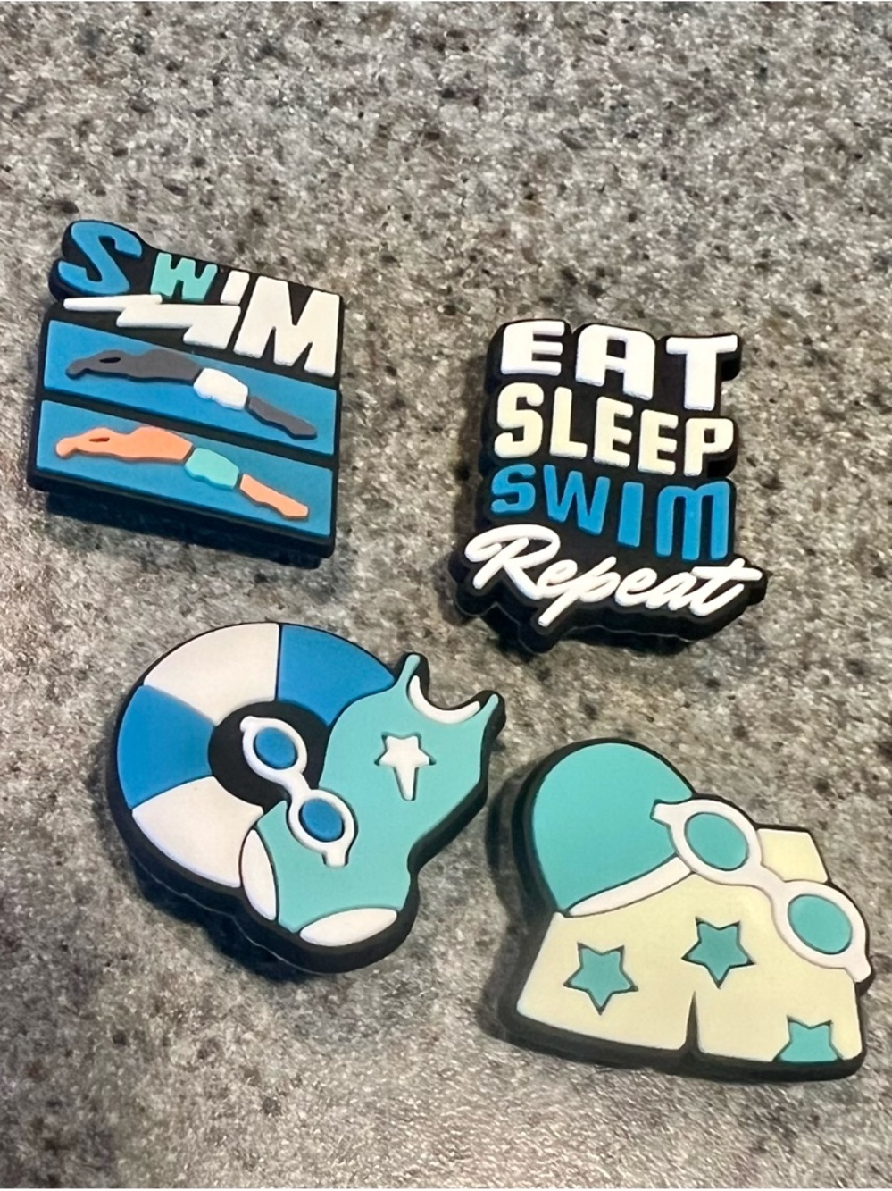 Swim-Themed Rubber Shoe Charms - Blue Teal Aqua Jibbitz crocs